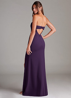 Azazie Leonis Bridesmaid Dresses Plum Sheath Strapless Stretch Crepe Convertible Dress image3