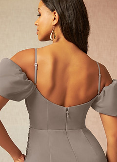 Azazie Tanya Final Sale Taupe Mermaid Pleated Mesh Convertible Dress image9