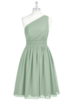 Azazie Katrina Bridesmaid Dresses Agave A-Line One Shoulder Chiffon Dress image6