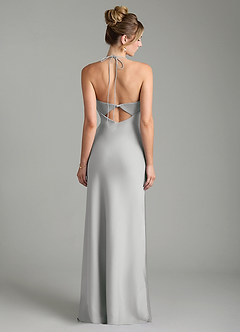 Azazie Mae Robes de demoiselle d'honneur Robe Sirène en Satin extensible Plissé Argent image6