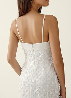 Mentino White 3D Flower Lace Prom Dress image6