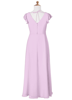 Azazie Claudine Junior Robe Trapèze en Mousseline de soie Plissée Frostiges Flieder image6