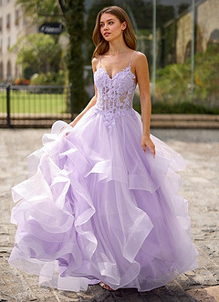 Spitze Púrpura Vestido de fiesta de encaje transparente image3