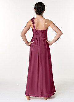 Azazie Flower Junior Mulberry A-Line Pleated Chiffon Dress image2