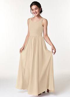 Azazie Tiana A-Line Pleated Chiffon Floor-Length Junior Bridesmaid Dress image5