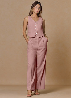 front Rowan Rosa Polverosa Pantaloni Performance in tessuto raffinato