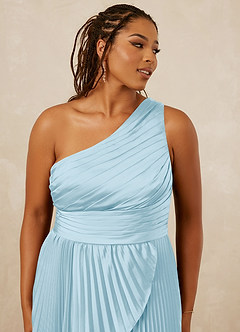 Christian Siriano Bridal for Azazie 1008 Bridesmaid Dresses Sky Blue A-Line One Shoulder Stretch Satin Dress image12