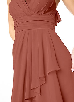 Azazie Aviv Brautjungfernkleider A-Linie Plissee Chiffon Kleid Rotbraun image4