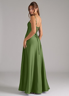 Azazie Valentine Robes de demoiselle d'honneur Robe Trapèze en Satin extensible Corset Genévrier image2