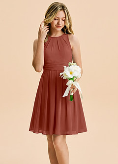 Azazie Bibiane Junior Auburn A-Line Pleated Chiffon Dress image5