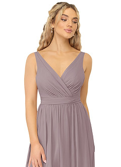 Azazie Kora Robes de demoiselle d'honneur Robe Trapèze en Mousseline de soie Plissée Crépuscule image6