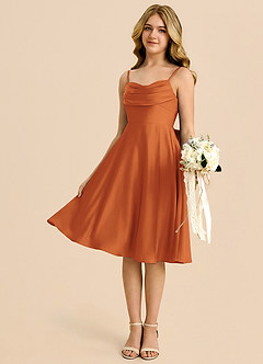 Azazie Bear Junior Cinnamon A-Line Sweetheart Neckline Stretch Satin Dress image4