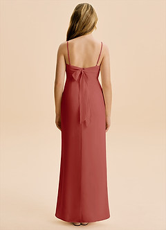Azazie Mai Junior Terracotta Sheath Pleated Chiffon Dress image2