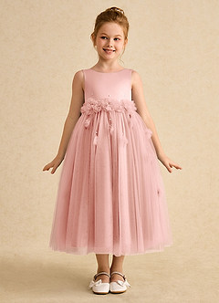 Azazie Lux Flower Girl Dresses Rosette A-Line Beaded Tulle Dress image5