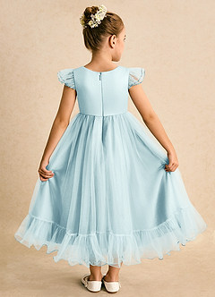 Azazie Phebs Flower Girl Dresses Sea Glass A-Line Tulle Dress image2