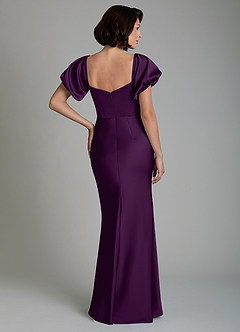Azazie Lea Bridesmaid Dresses Grape Mermaid Off the Shoulder Stretch Satin Convertible Dress image2