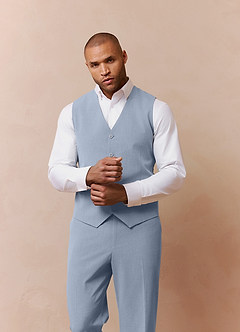 front Savile Light Blue Wool Blend Suit Vest