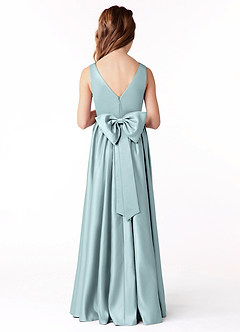 Azazie Hathaway Junior Mist A-Line Bow Matte Satin Dress image2