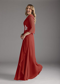 Azazie Jaycee Mother of the Bride Dresses Terracotta A-Line Chiffon Dress image3