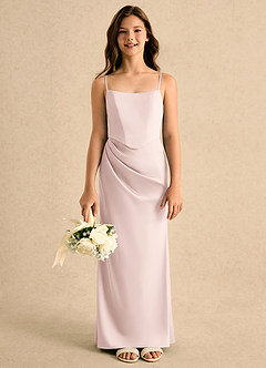 Azazie Bowie Girls Formal Flower Girl Klänningar Klänning Sjöjungfru i Stretch Satin Plisserad image3