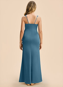 Azazie Adrienne Junior Bermuda Sheath Pleated Stretch Satin Dress image2
