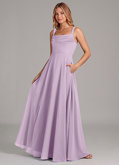 Azazie Shaude Bridesmaid Dresses Frosted Lilac A-Line Pleated Chiffon Dress image4