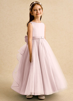 Azazie Lior Robe Demoiselle D'honneur Fillette Robe Princesse en Tulle Plissé Rose Pâle image3