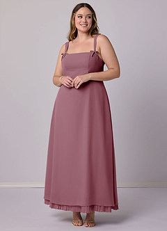 Barbie ♥ Azazie Final Sale Vintage Mauve A-Line Pleated Chiffon Dress image7