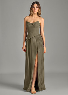 Azazie Becka Bridesmaid Dresses Willow Green A-Line Strapless Chiffon Dress image3