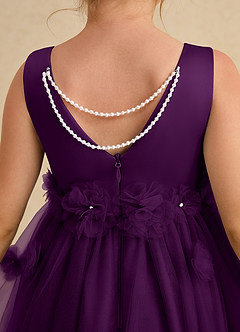 Azazie Lux Flower Girl Dresses Grape A-Line Beaded Tulle Dress image6