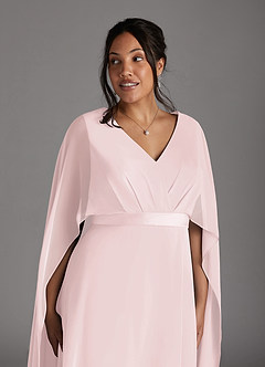 Azazie Isa vestidos de madre de la novia Vestido de Rosa Rubor de Gasa de Corte En A con Cuello en V plisado image11