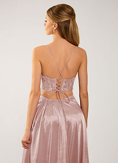 Isoldemark Pink Beading Sequin Embroidery Satin Prom Dress image5