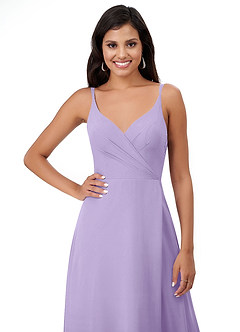 Azazie Lennon Bridesmaid Dresses Lilac A-Line Lace Chiffon Dress image6