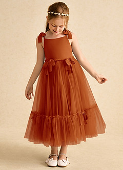 Azazie Jaci Sukienki dla dziewczynek sypiących kwiaty Linia A Pasek spaghetti Szyfon Długość kostki Sukienka image6