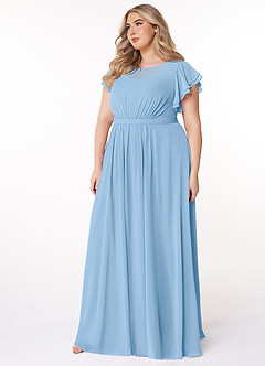 Azazie Daphne Modest Bridesmaid Dresses A-Line Ruffled Chiffon Floor-Length Dress image8