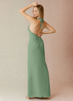 Azazie Yessi Brautjungfernkleider Etui Plissee Chiffon Kleid Matcha image2