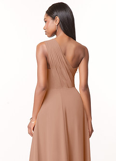 Azazie Ashley Bridesmaid Dresses Champagne Rose A-Line Ruched Chiffon Dress image3
