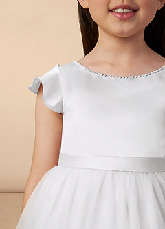 Azazie Aster Final Sale Dusty Rose A-Line with Sleeves Tulle Dress image3