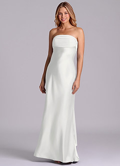 Azazie Ailanie Brudtärnklänningar Klä av Tubklänning i Stretch Satin Axelbandslös Vit image1