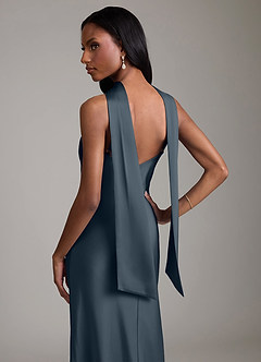 Azazie Cassiana Bridesmaid Dresses Twilight Mermaid Pleated Stretch Satin Dress image4