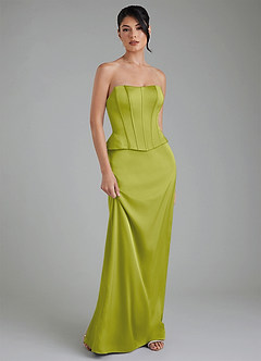 Azazie River Robes de demoiselle d'honneur Robe Fourreau Convertible en Satin extensible Corset Citronnelle image6