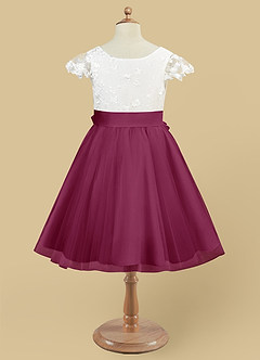 Azazie Vetty Blumenmädchenkleider A-Linie Spitze Tüll Kleid Elfenbein Maulbeere image9