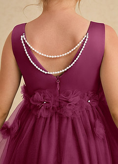 Azazie Lux Flower Girl Dresses Mulberry A-Line Beaded Tulle Dress image6