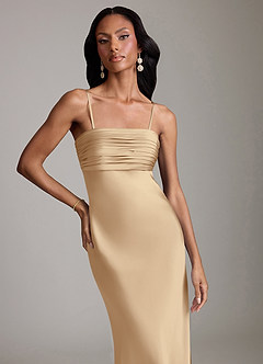 Azazie Saylor 신부 들러리 드레스 인어 스트랩리스 스트레치 새틴 바닥 길이 드레스 image3