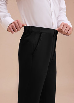 front Ethan Black Refined Weave Dress Pants