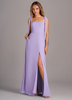 Azazie Debra Bridesmaid Dresses Lilac A-Line with Pockets Chiffon Convertible Dress image1