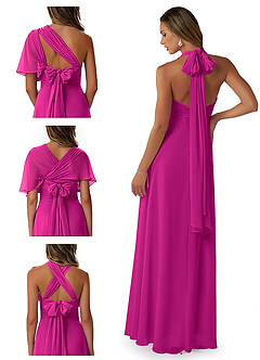 Azazie Fifi Vestidos de damas de honor Vestido de Fucsia de Gasa de Corte En A Convertible con Sin tirantes image8