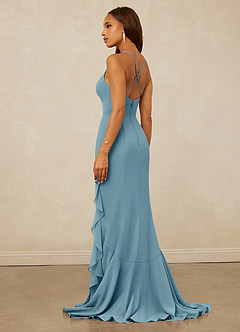Christian Siriano Bridal for Azazie 1006 Bridesmaid Dresses Moody Blue Mermaid Ruched Chiffon Dress image2