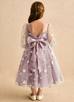 Azazie Elowen Jurken voor bloemenmeisjes A-Lijn Jurk van Kant Sweetheart Halslijn Stoffige Roos image2