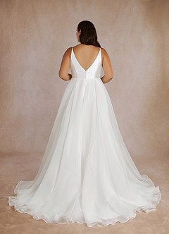 Azazie Calliana Vestidos de novia Vestido de Diamante Blanco de Micado de Corte en A con Cuello en V image9